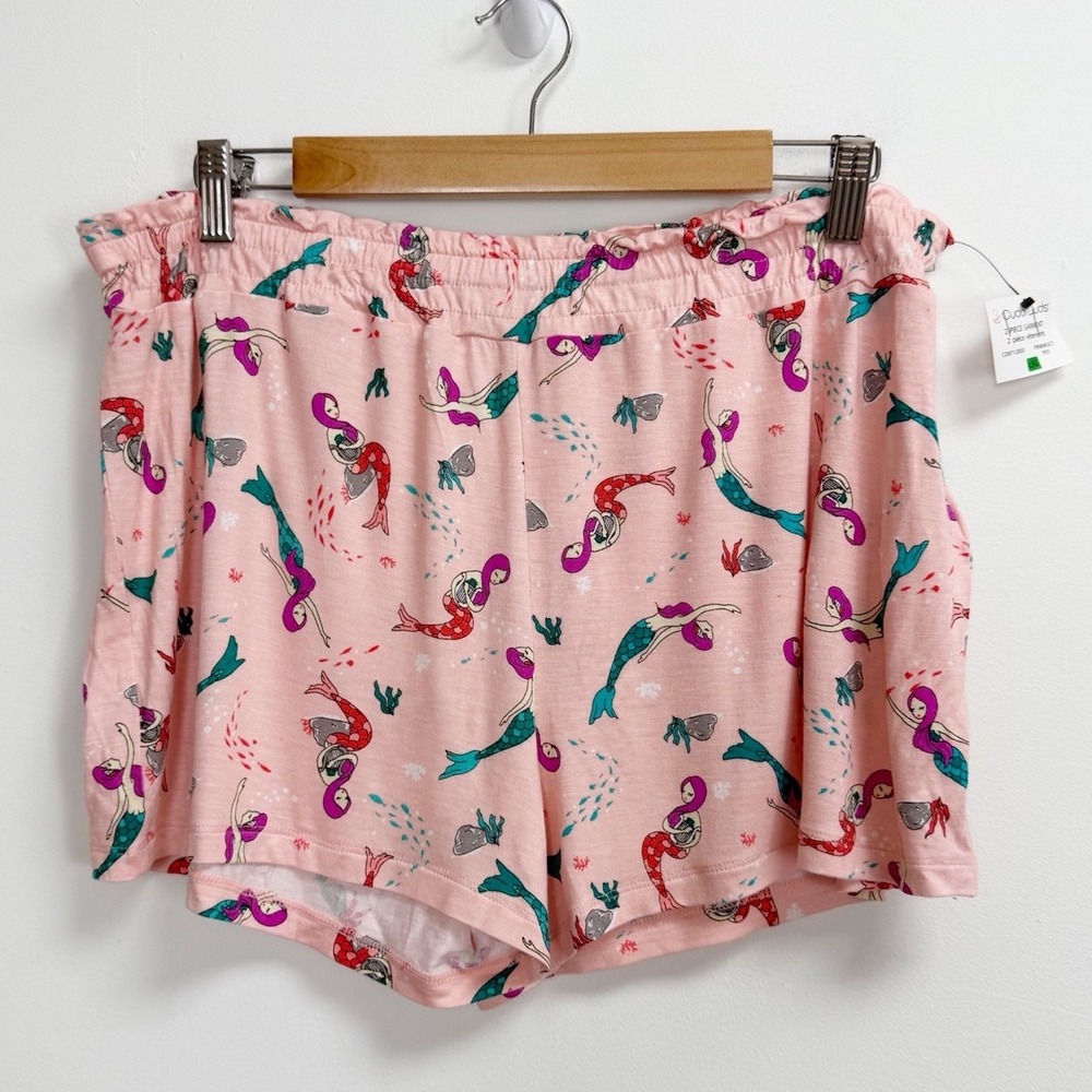 Cuddl Duds PJ Shorts Womens Large Pink Mermaid Pajamas PJs Pull On NWT
